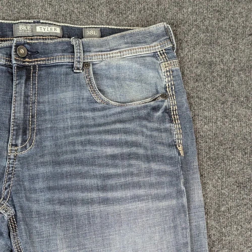 BKE Tyler Mens Straight Leg Jeans Blue Medium Wash Stretch AVS23100 Size 36x32